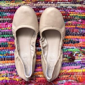 BCBG Paris Nude Stretch Rounded Toe Flats